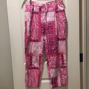 NWOT Zara paisley colorblock Cropped capri drawstring elastic pants pockets XL